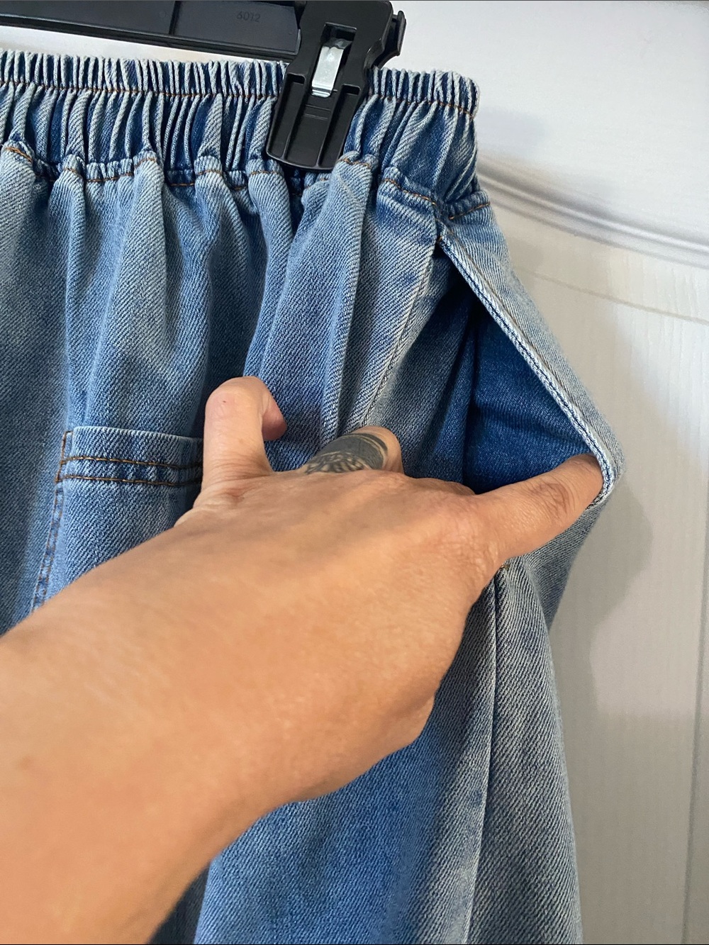Wide Leg Denim Pants in Light Blue - Picture 9 of 9